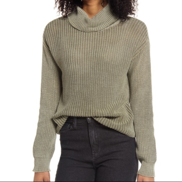 NWT Ten Sixty Sherman Washed Mock Neck Sweater in Olive Green - Picture 1 of 8